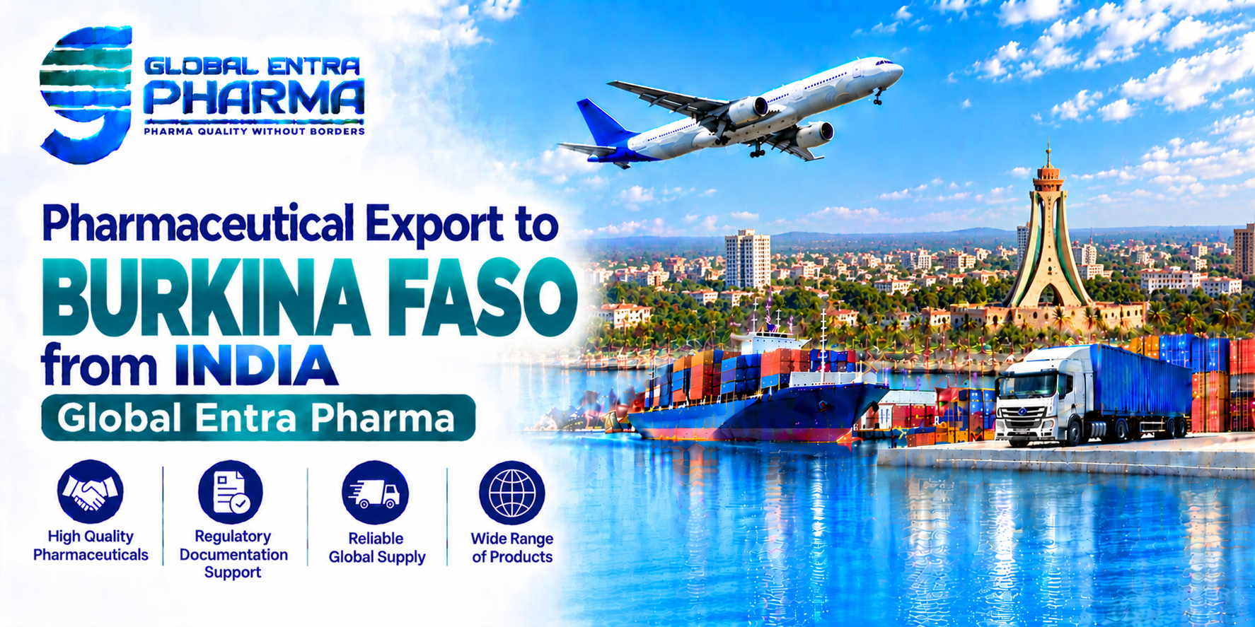 Pharmaceutical Export to Burkina Faso from India | Global Entra Pharma